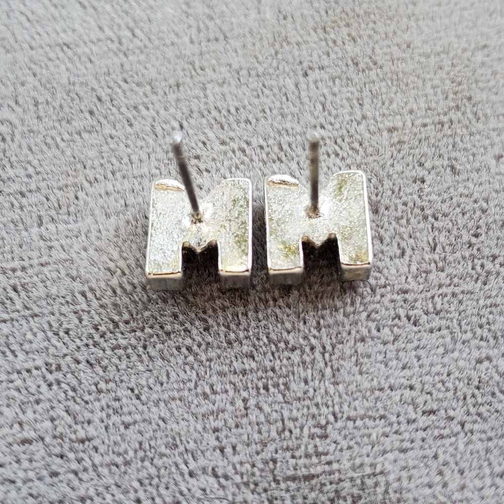 Monogram M Rhinestone Studs - Picture 3 of 4